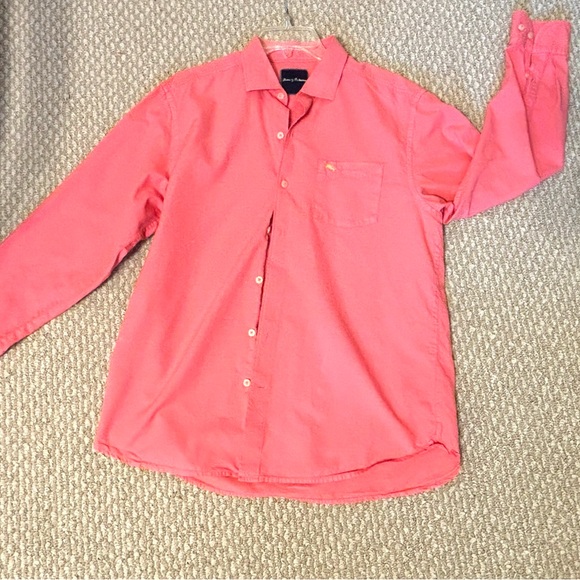 Tommy Bahama Medium 100% Cotton Men’s Salmon Pink Button Down Shirt - Picture 6 of 13